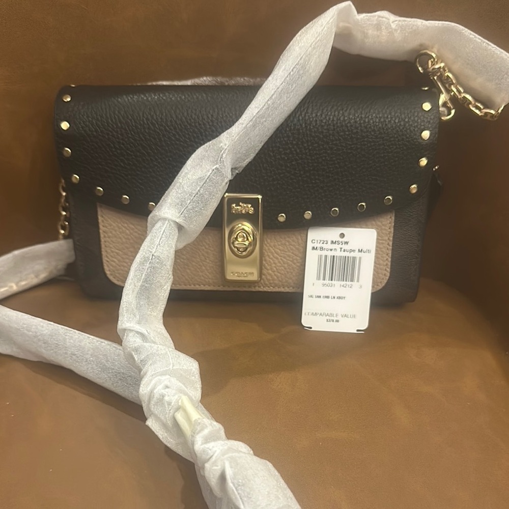 Coach Black and Tan Crossbody Bag with Minimalist Elegance